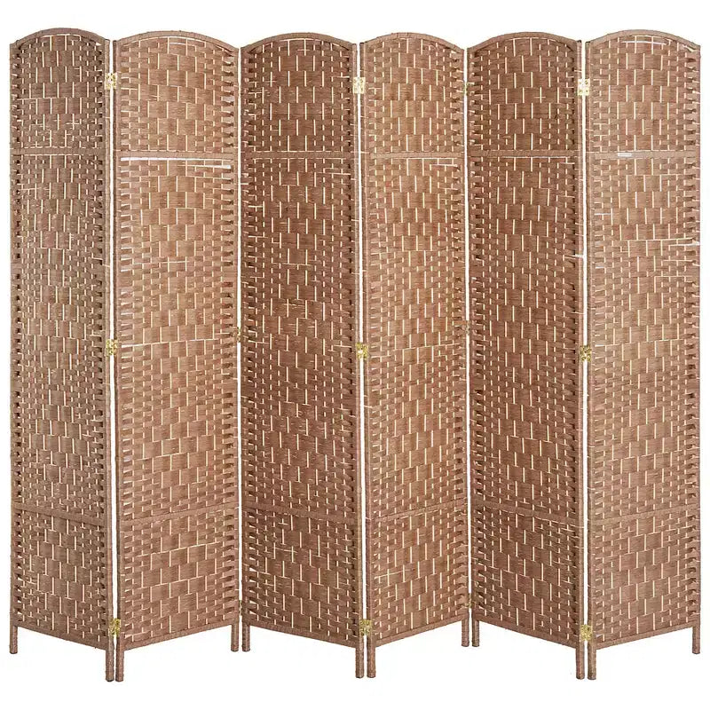 Séparateur de pièce pliable naturel à 6 panneaux Écran d'intimité