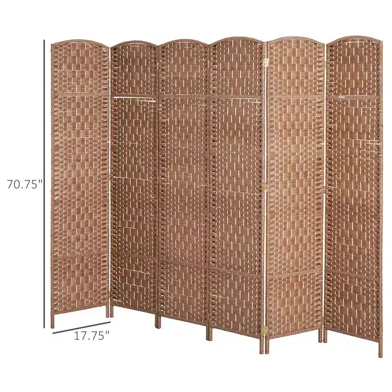 Séparateur de pièce pliable naturel à 6 panneaux Écran d'intimité