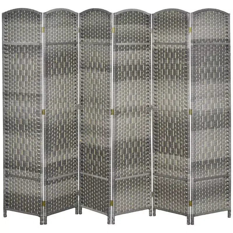 Paravent à 6 panneaux tissé à la main, Gris Mélangé, Recto
