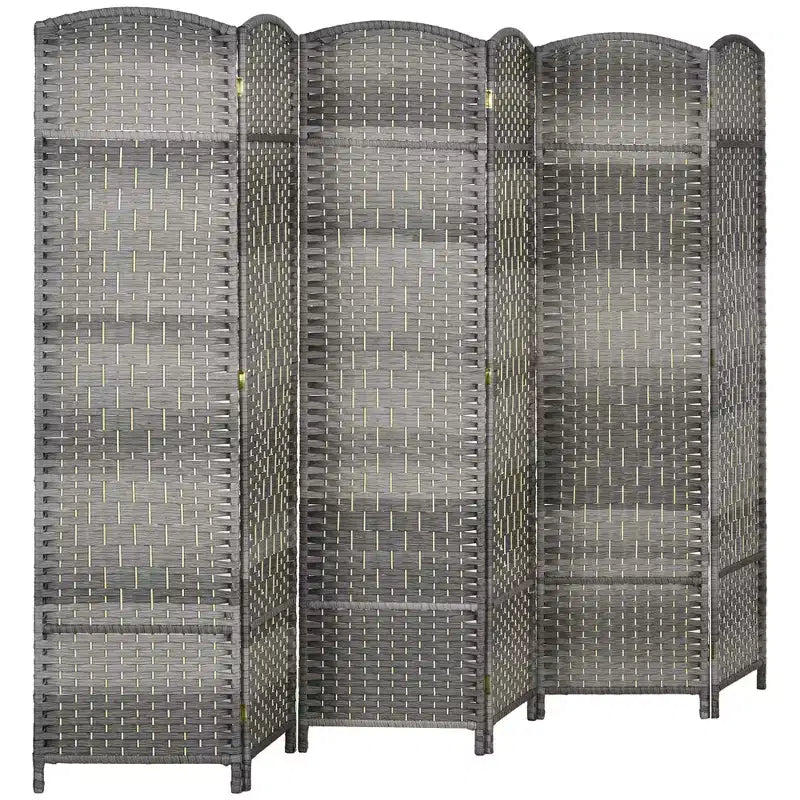Paravent à 6 panneaux tissé à la main, Gris Mélangé, Recto