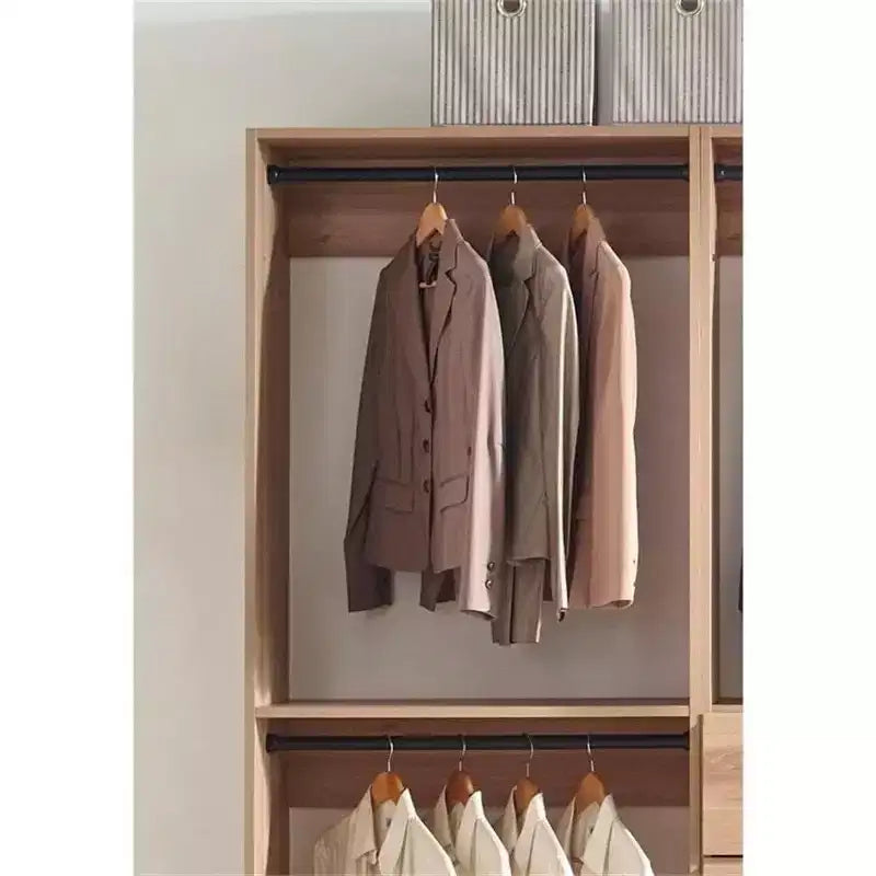 Système de dressing autoportant, gris/chêne, modulaire, 1 personne