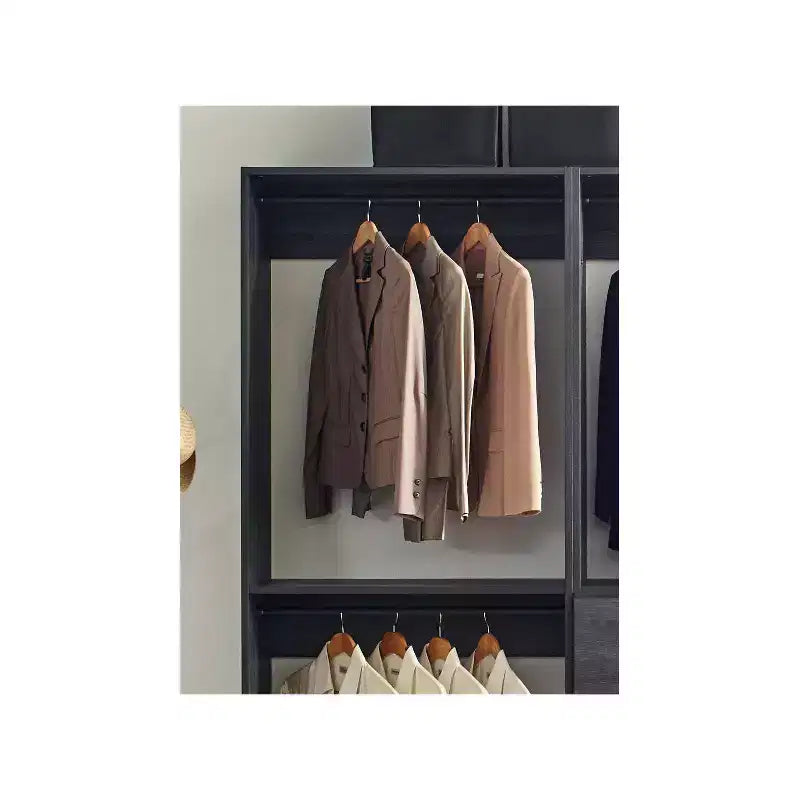 Système de dressing autoportant, gris/chêne, modulaire, 1 personne
