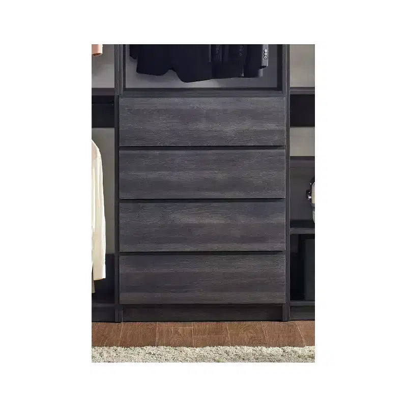 Système de dressing autoportant, gris/chêne, modulaire, 1 personne