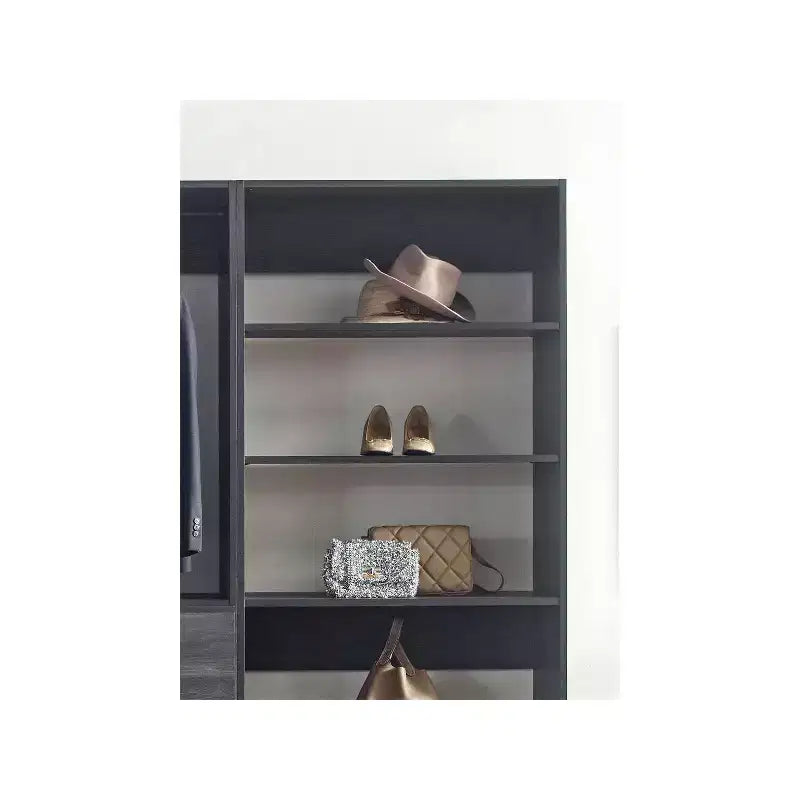 Système de dressing autoportant, gris/chêne, modulaire, 1 personne