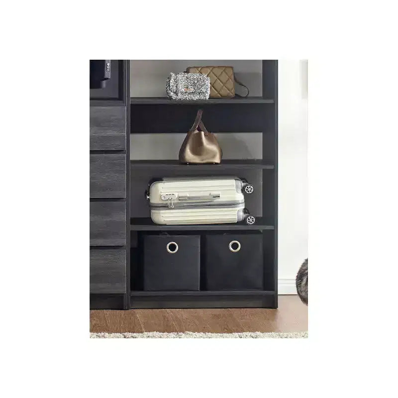 Système de dressing autoportant, gris/chêne, modulaire, 1 personne