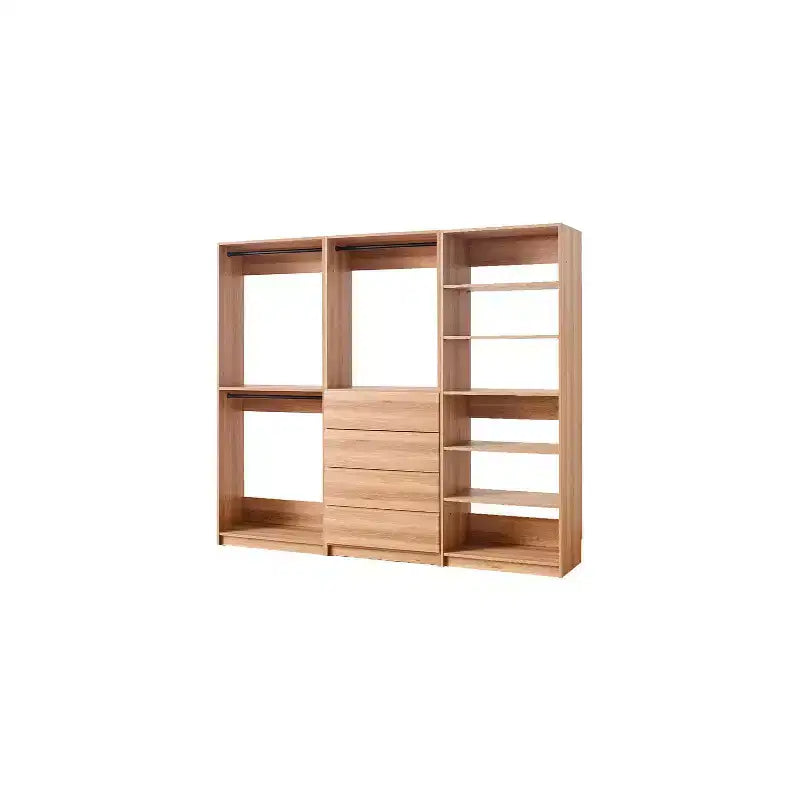 Système de dressing autoportant, gris/chêne, modulaire, 1 personne