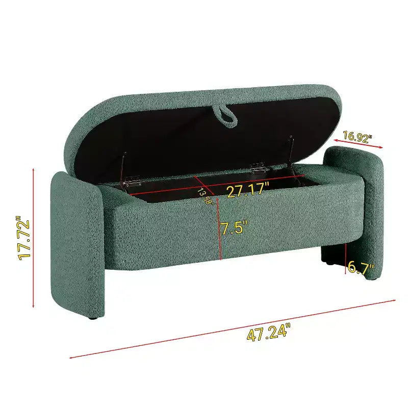 Banc Coffre de Rangement Capitonnée Gris, Contemporain, 1 Place