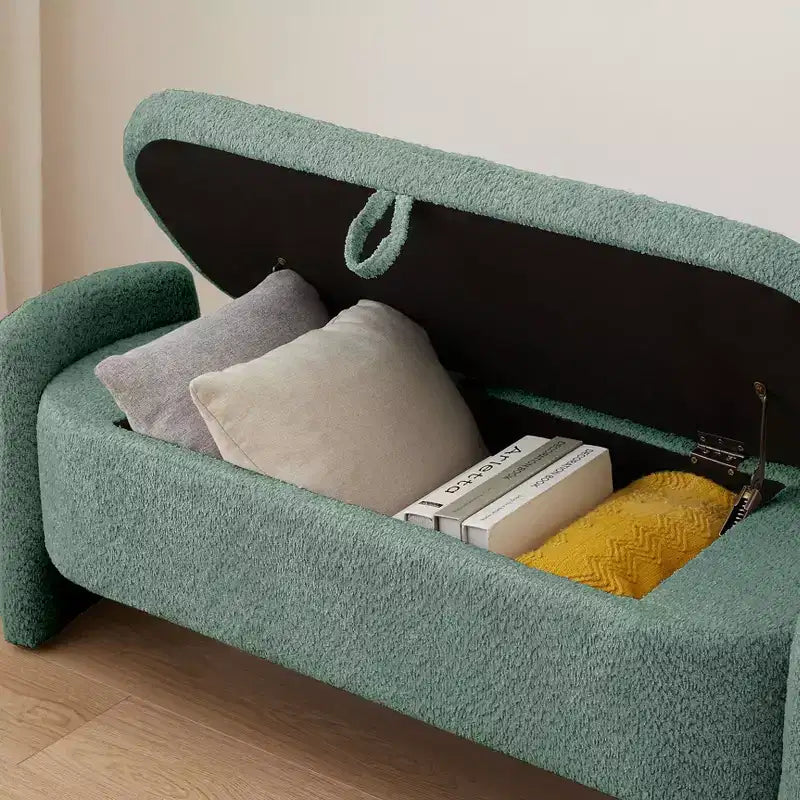 Banc Coffre de Rangement Capitonnée Gris, Contemporain, 1 Place