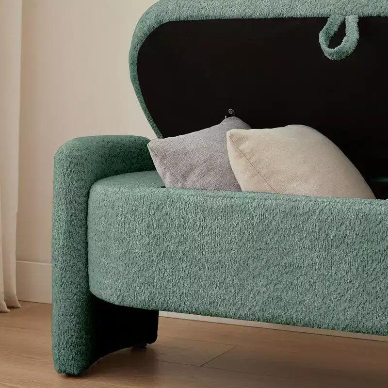 Banc Coffre de Rangement Capitonnée Gris, Contemporain, 1 Place