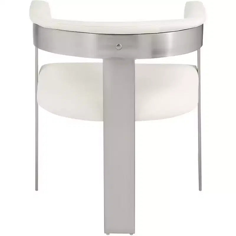Chaise de salle à manger en cuir végétalien noir/crème avec structure en chrome brossé, lot de 2