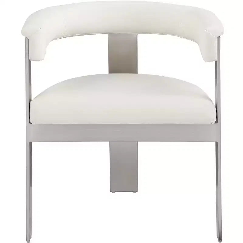 Chaise de salle à manger en cuir végétalien noir/crème avec structure en chrome brossé, lot de 2