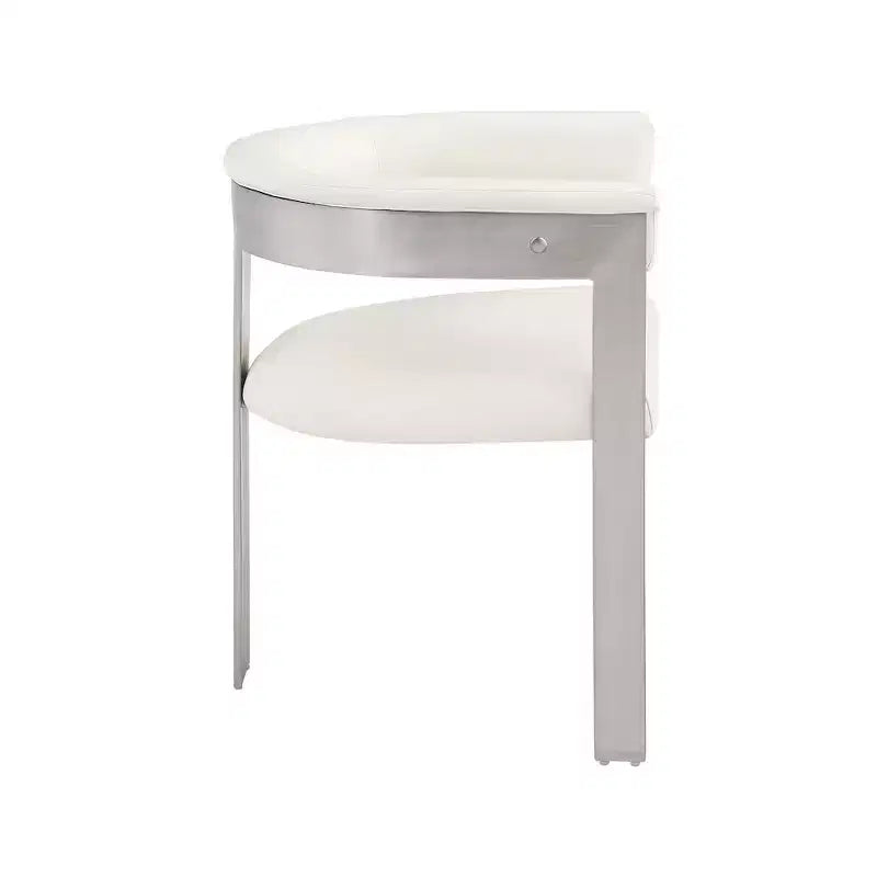 Chaise de salle à manger en cuir végétalien noir/crème avec structure en chrome brossé, lot de 2