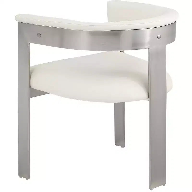 Chaise de salle à manger en cuir végétalien noir/crème avec structure en chrome brossé, lot de 2