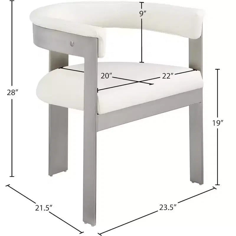 Chaise de salle à manger en cuir végétalien noir/crème avec structure en chrome brossé, lot de 2