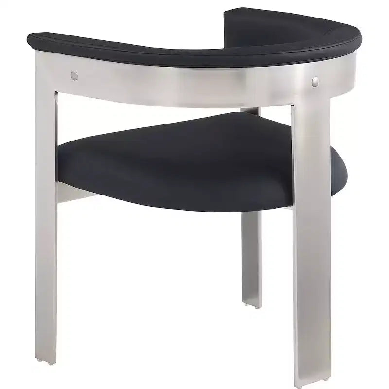 Chaise de salle à manger en cuir végétalien noir/crème avec structure en chrome brossé, lot de 2