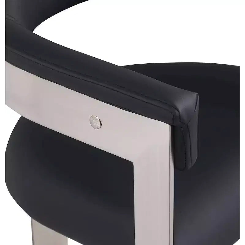 Chaise de salle à manger en cuir végétalien noir/crème avec structure en chrome brossé, lot de 2