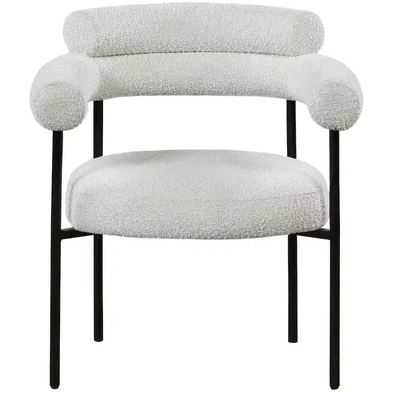 Chaise de salle à manger rembourrée en tissu bouclette, cadre noir mat, lot de 2