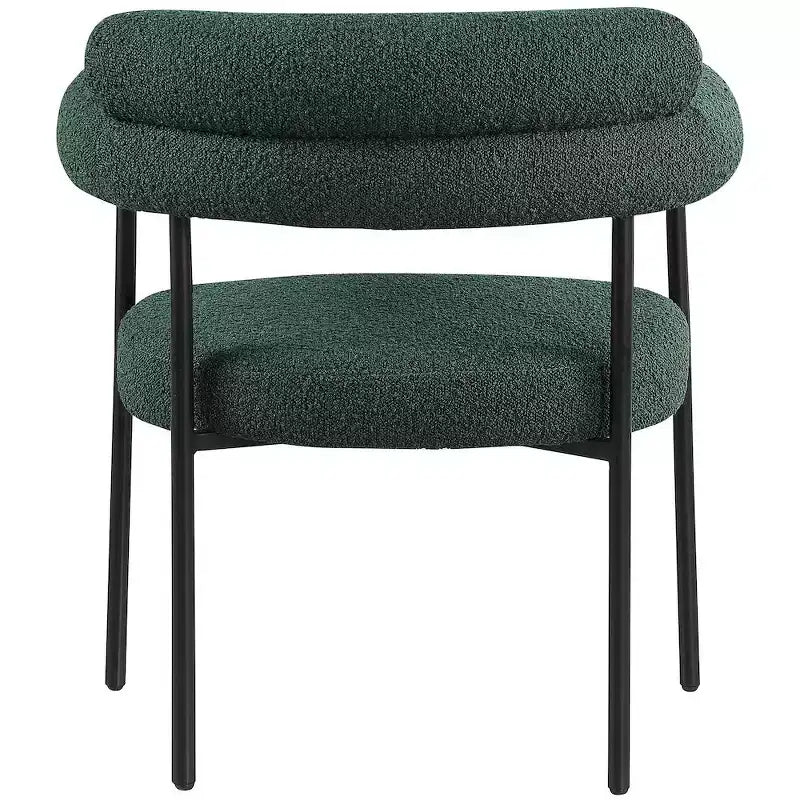 Chaise de salle à manger rembourrée en tissu bouclette, cadre noir mat, lot de 2