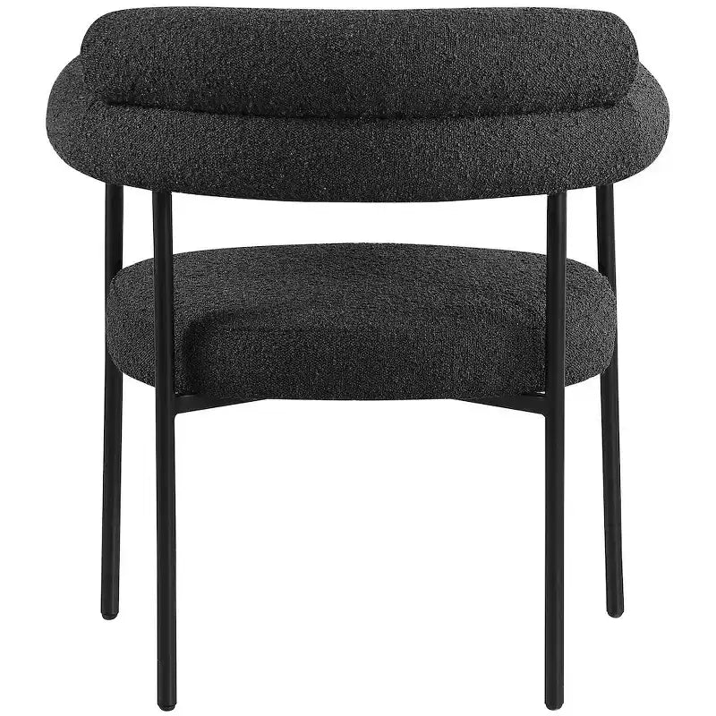 Chaise de salle à manger rembourrée en tissu bouclette, cadre noir mat, lot de 2