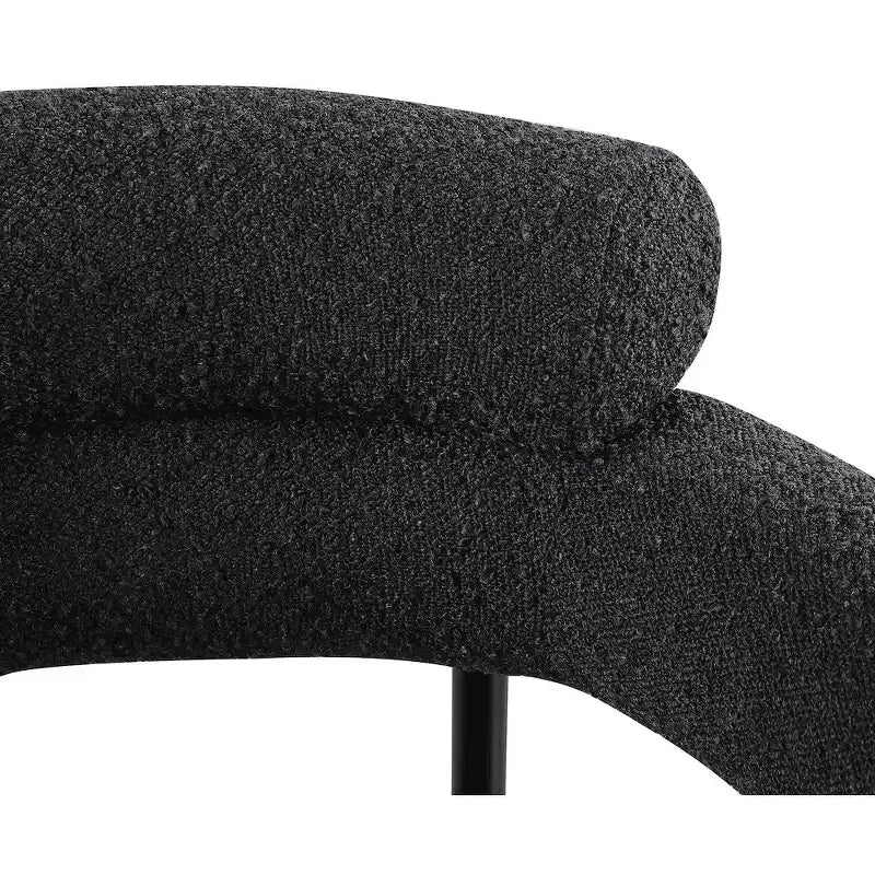 Chaise de salle à manger rembourrée en tissu bouclette, cadre noir mat, lot de 2