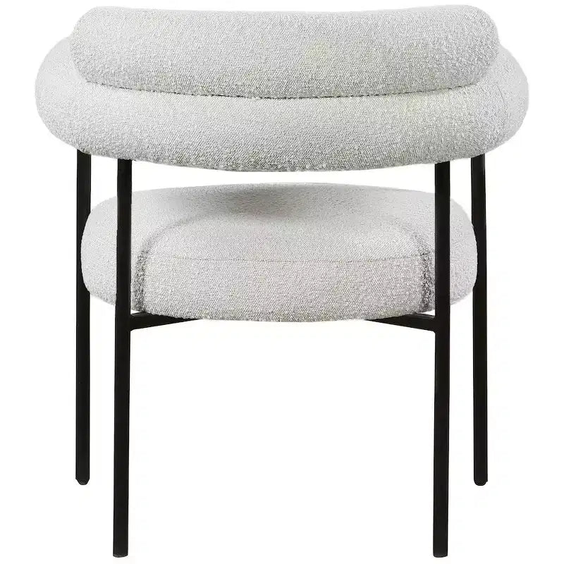 Chaise de salle à manger rembourrée en tissu bouclette, cadre noir mat, lot de 2