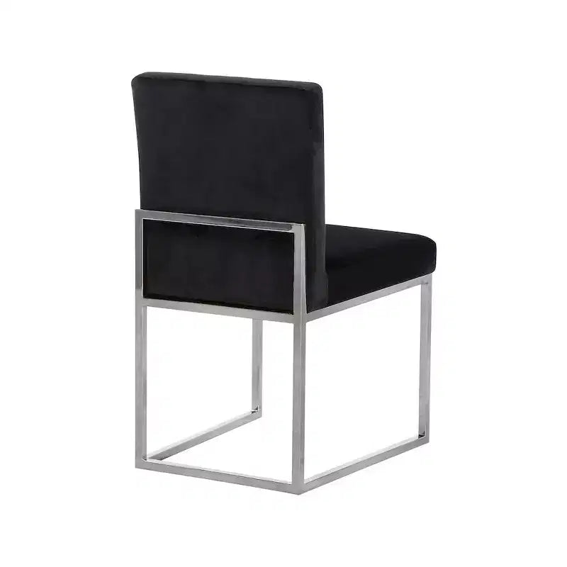 Chaise de salle à manger en velours noir, sans accoudoirs, lot de 2