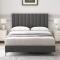 TROPOW Bed Frame with Velvet Headboard Adjustable, Bed Frame with Strong Wood Slats, Velvet Upholstered Platform, Noise-Free, No Box Spring Needed