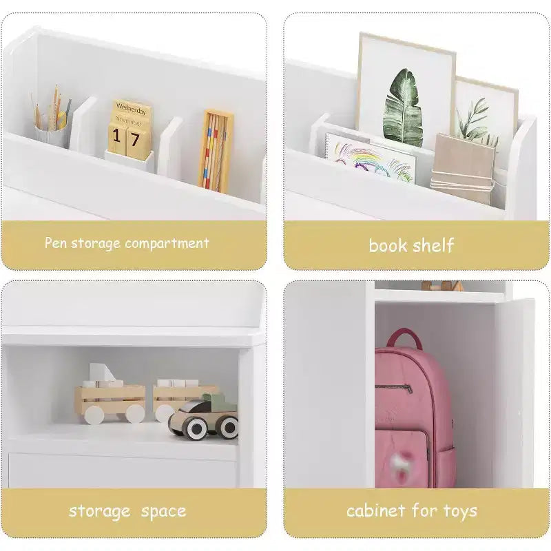 Bureau et chaise pour enfant, rose/blanc, avec étagère et rangement, 1 place