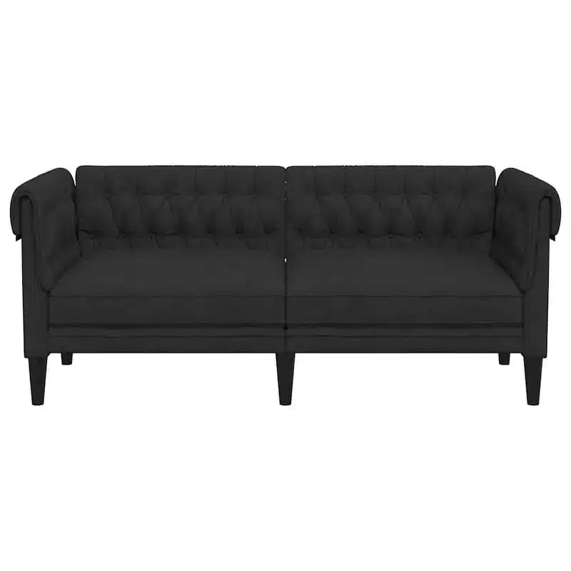 Causeuse Chesterfield 2 places en polyester noir