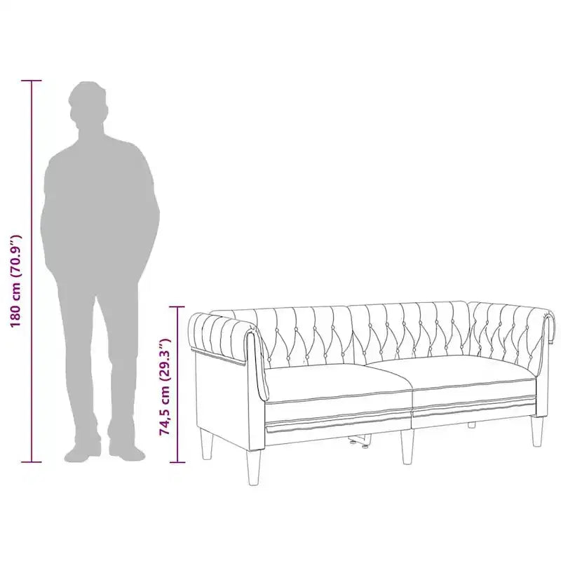 Causeuse Chesterfield 2 places en polyester noir