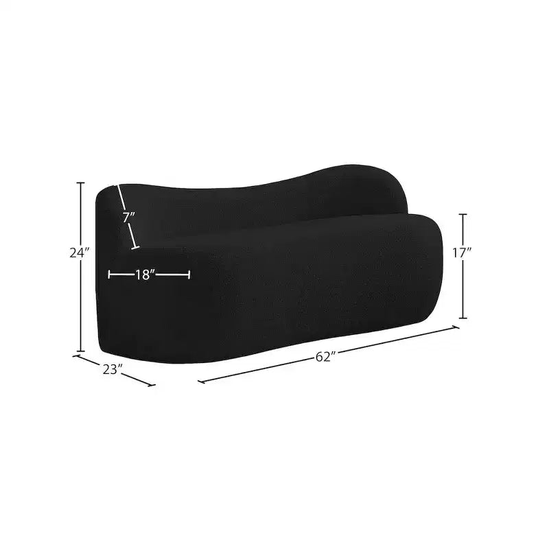 Banc en tissu bouclé, dossier courbé, contemporain, 1 place