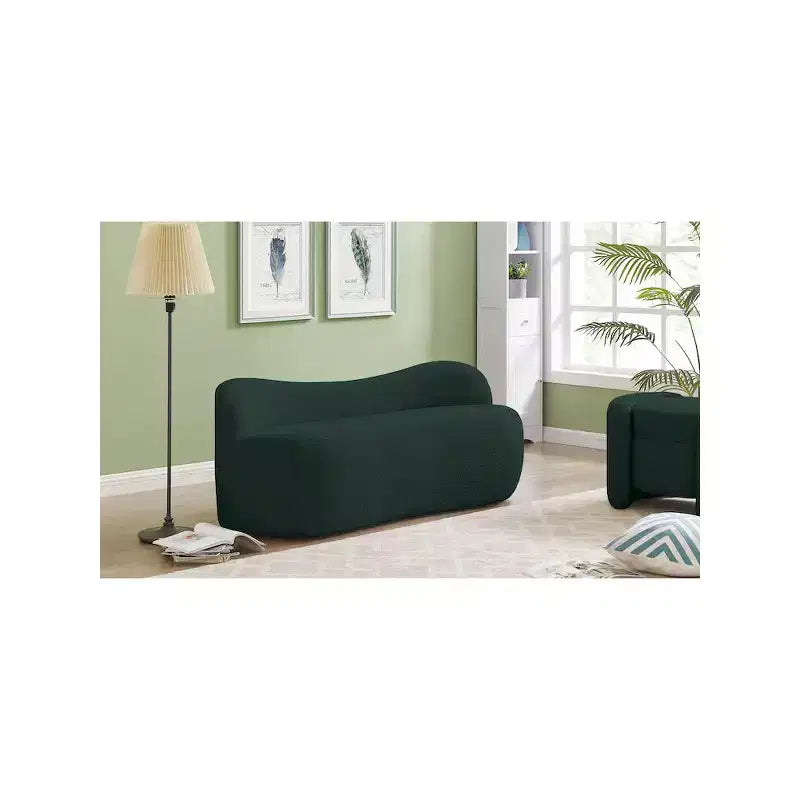 Banc en tissu bouclé, dossier courbé, contemporain, 1 place