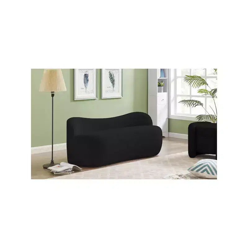 Banc en tissu bouclé, dossier courbé, contemporain, 1 place