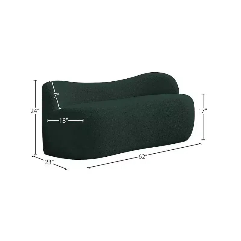 Banc en tissu bouclé, dossier courbé, contemporain, 1 place