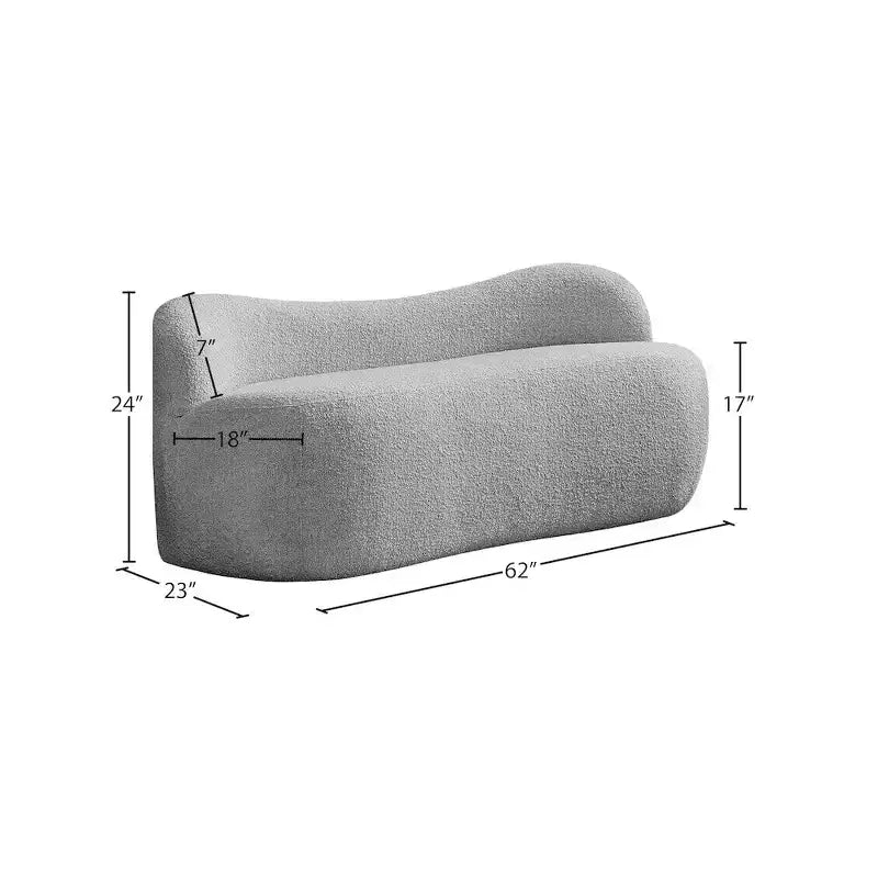 Banc en tissu bouclé, dossier courbé, contemporain, 1 place