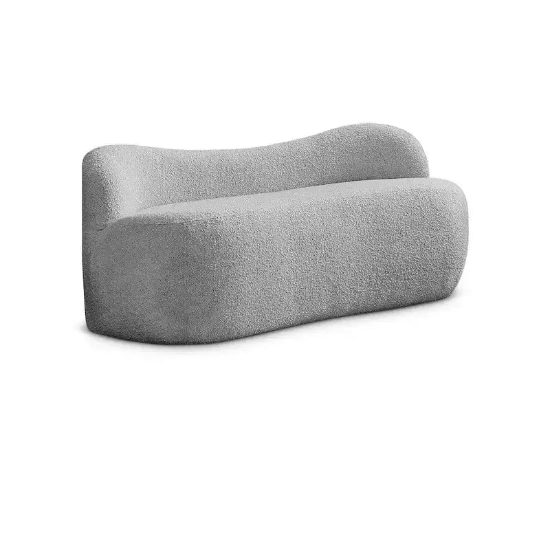 Banc en tissu bouclé, dossier courbé, contemporain, 1 place