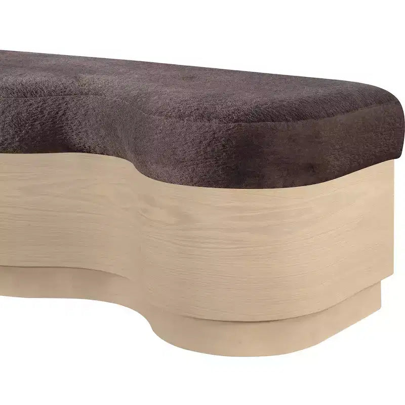 Banc rembourré en velours noir, piètement ondulé, 1 place
