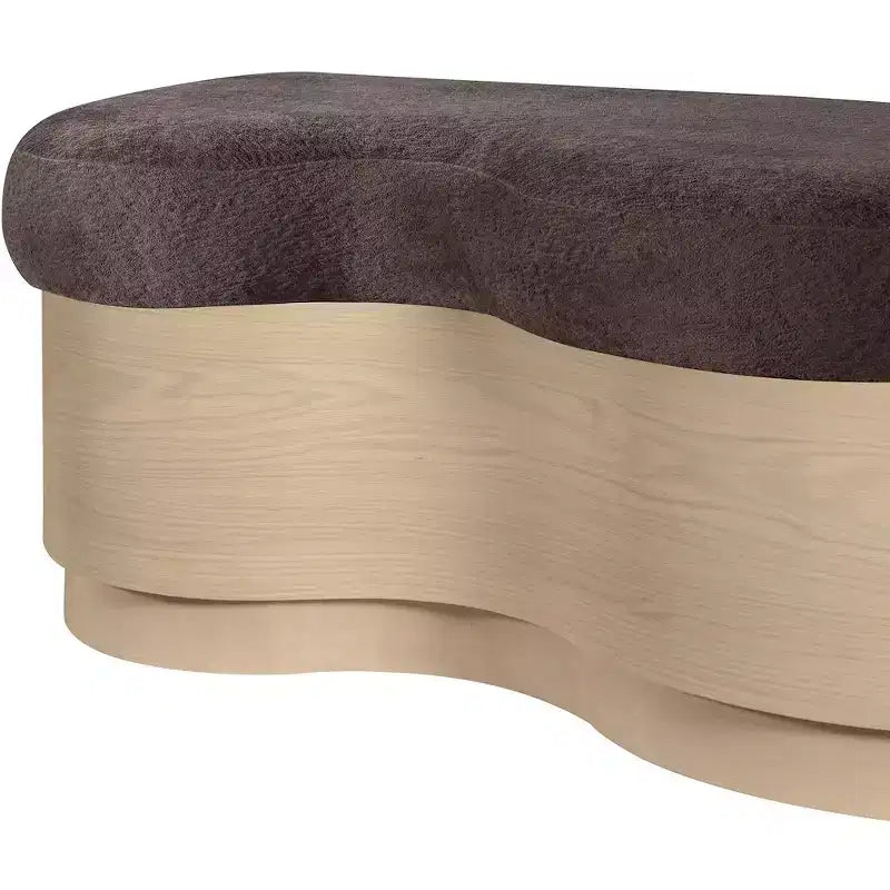 Banc rembourré en velours noir, piètement ondulé, 1 place