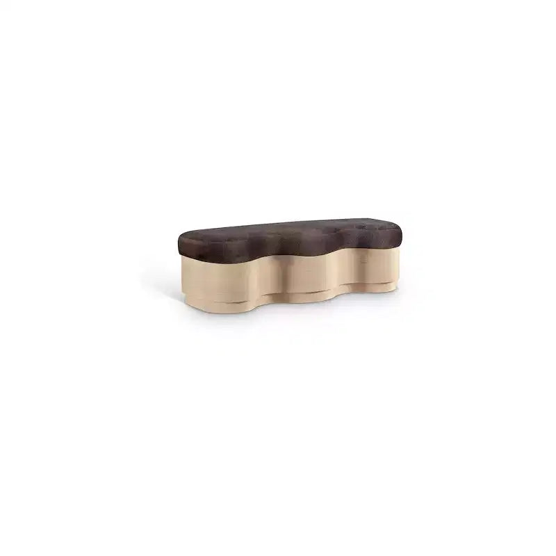 Banc rembourré en velours noir, piètement ondulé, 1 place