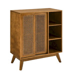 Mobile credenza a buffet in rattan e noce, stile mid-century, per stanza singola
