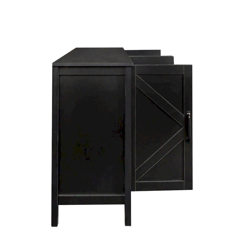 Mobile TV con ante e ripiani, 150 cm di larghezza – Espresso / Nero / Bianco