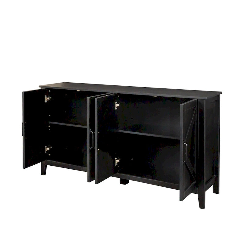 Mobile TV con ante e ripiani, 150 cm di larghezza – Espresso / Nero / Bianco