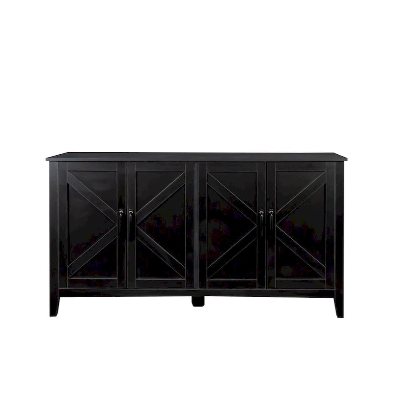 Mobile TV con ante e ripiani, 150 cm di larghezza – Espresso / Nero / Bianco