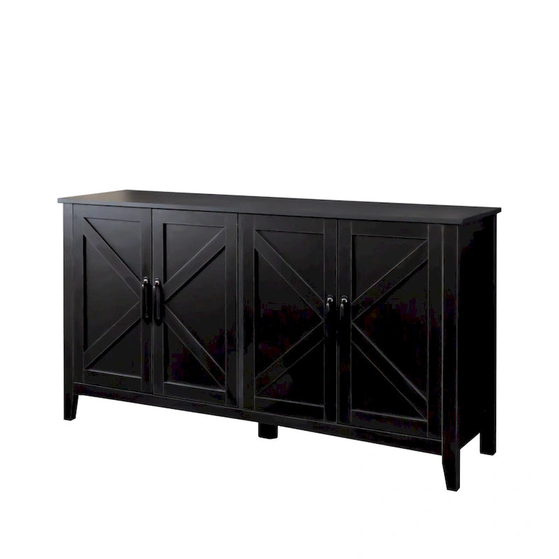 Mobile TV con ante e ripiani, 150 cm di larghezza – Espresso / Nero / Bianco
