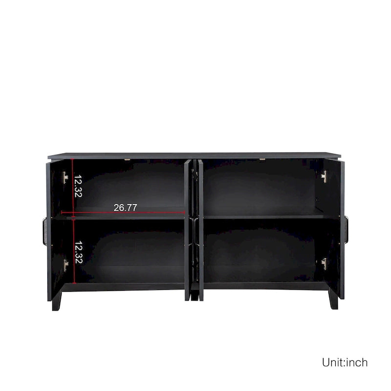 Mobile TV con ante e ripiani, 150 cm di larghezza – Espresso / Nero / Bianco