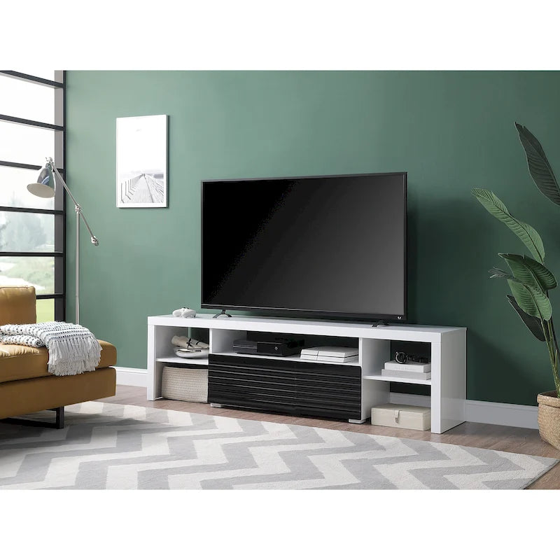 Mobile TV laccato lucido bianco e nero da 75" – Contemporaneo, per TV fino a 80"