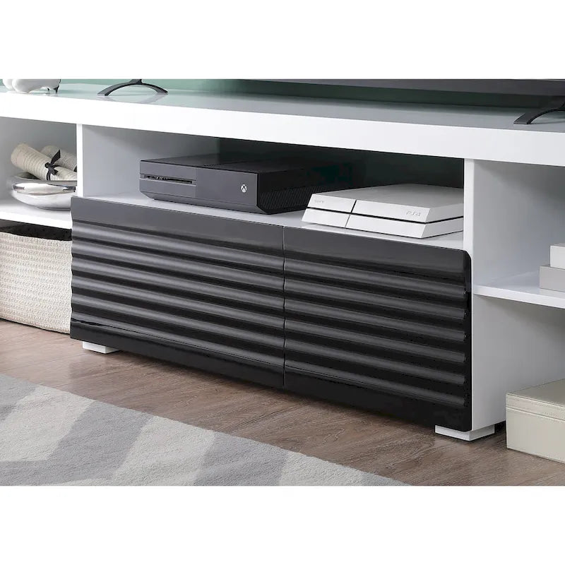 Mobile TV laccato lucido bianco e nero da 75" – Contemporaneo, per TV fino a 80"