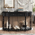 Console curva da 52" con 4 cassetti e ripiano – Blu antico/Nero