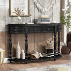 Console curva da 52" con 4 cassetti e ripiano – Blu antico/Nero