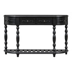 Console curva da 52" con 4 cassetti e ripiano – Blu antico/Nero